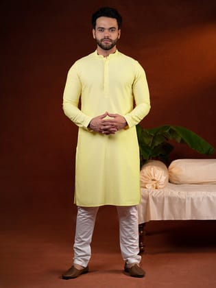 Yellow Chikankari Kurta Set-XS/36 / Kurta Churidaar Set