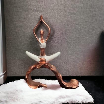 Abstract Resin Yoga Girl Sitting on Leaf Statue Lady Figurine H 30 cm-Poly Resin