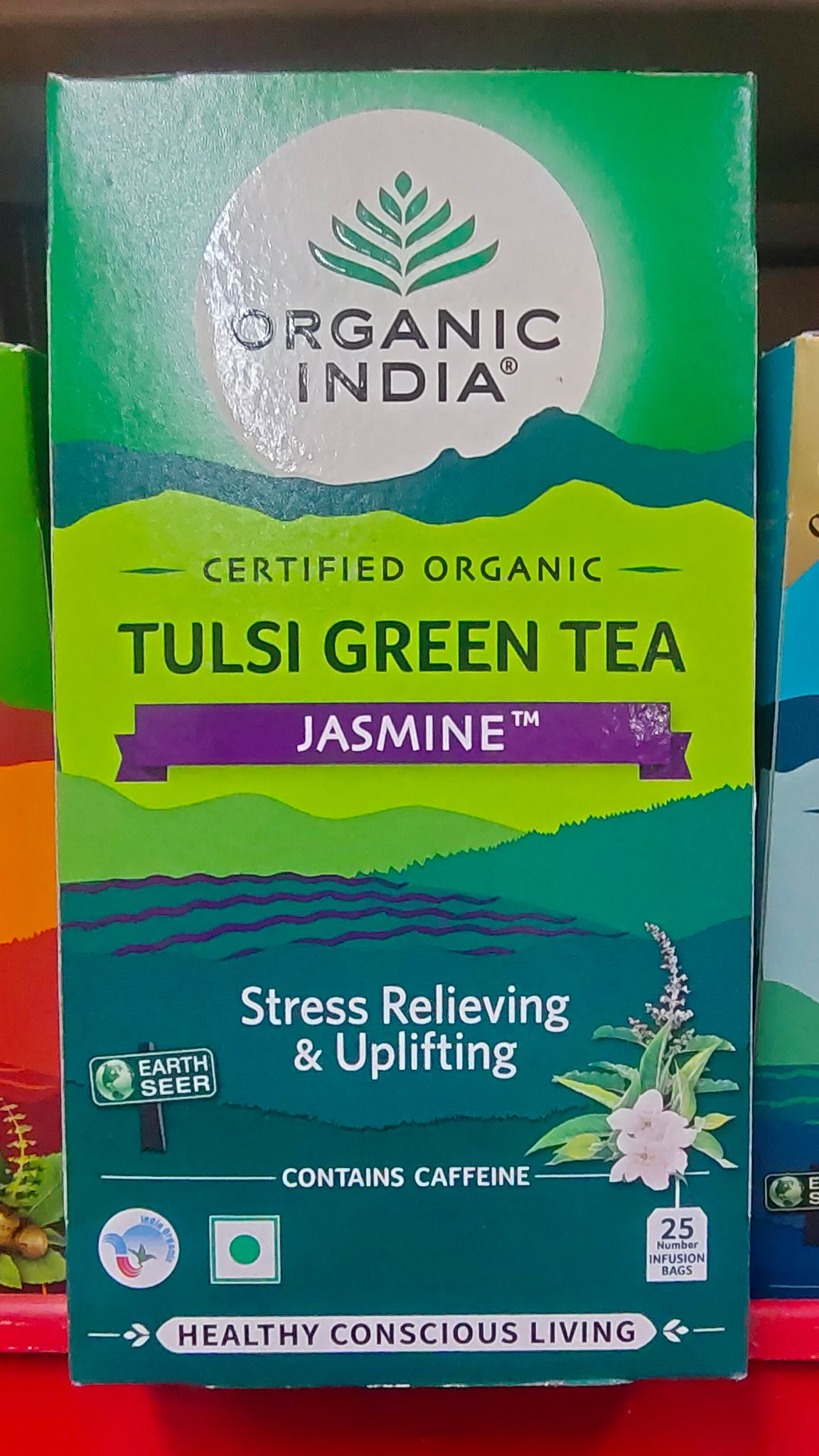 Organic India tulsi green tea jasmine 25 bags carton