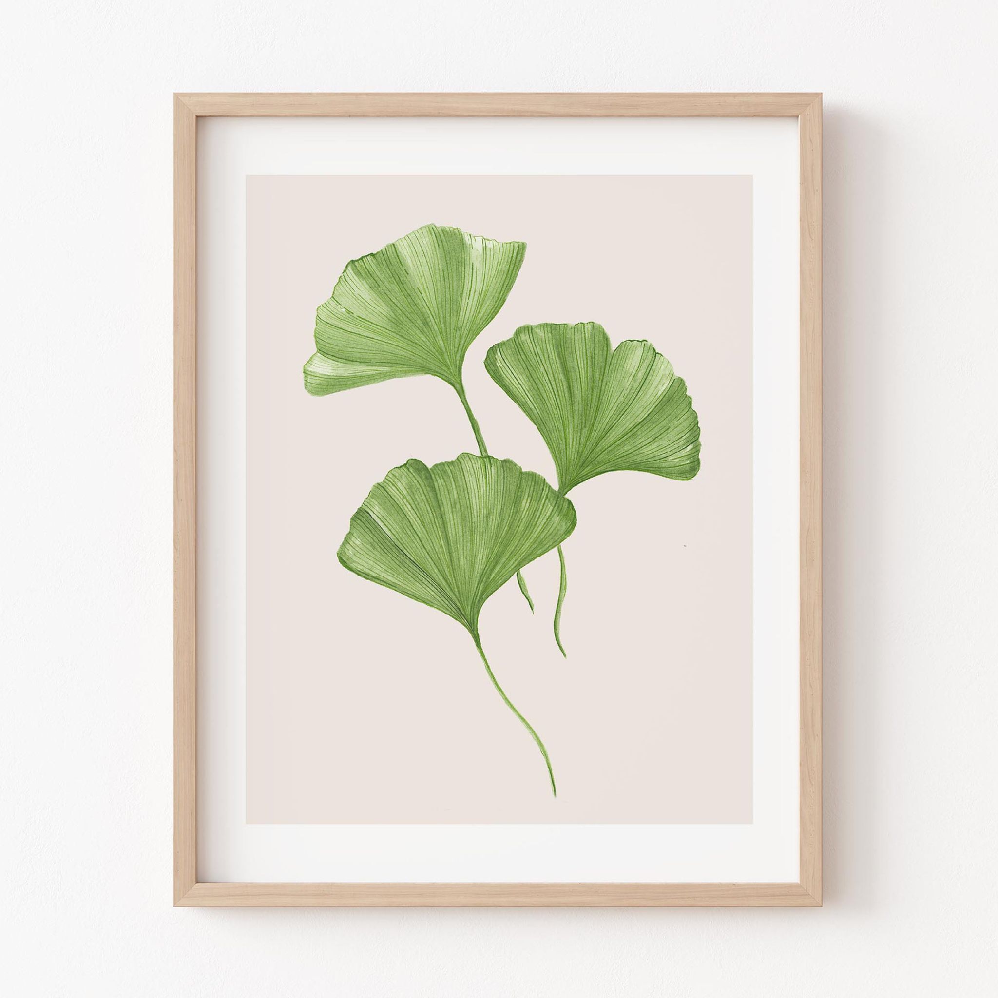 Ginko Leaf Botanical Wall Art Frame-8x10 inches / White Frame