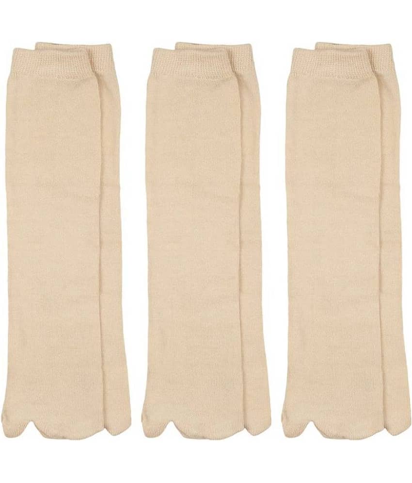 Tahiro Beige Cotton Thumb Ankle Socks - Pock Of 3
