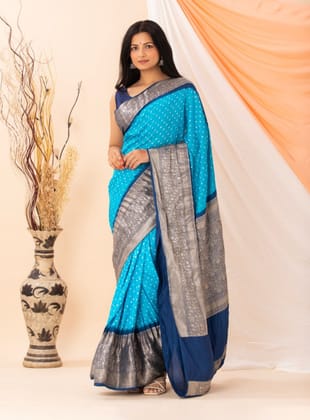 Azure Bandhani Silk Saree