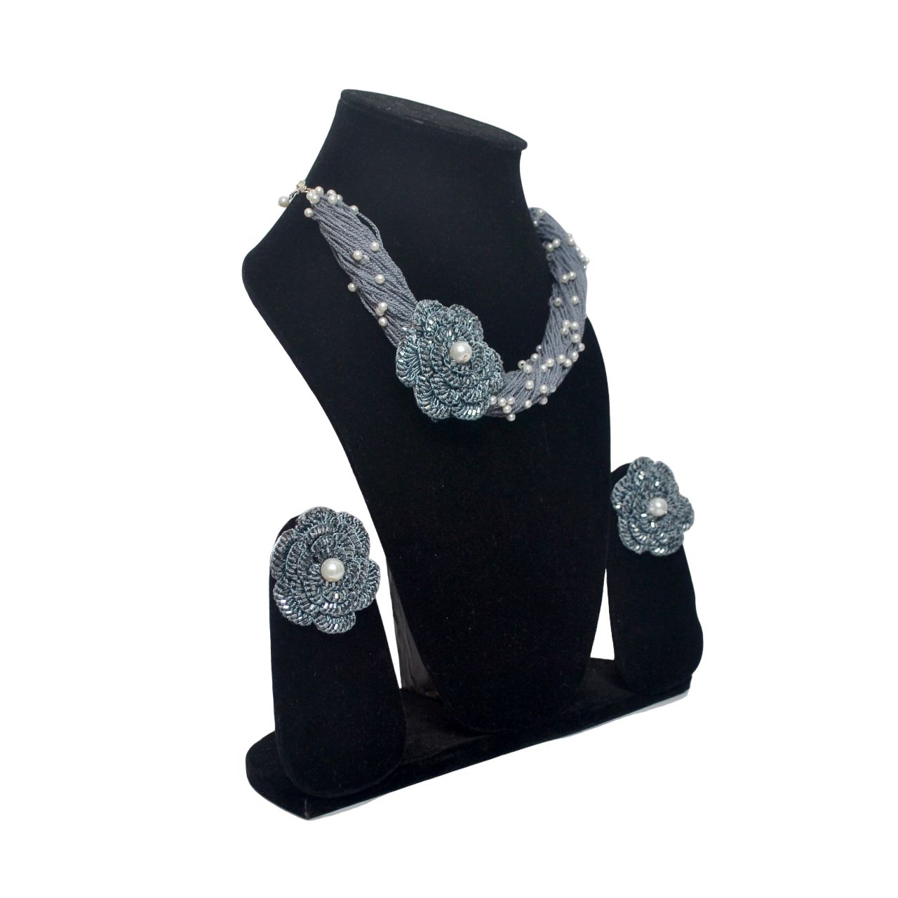 Stylish Grey Crocheted Choker for Women & Girls - Trendy Handmade Accessory