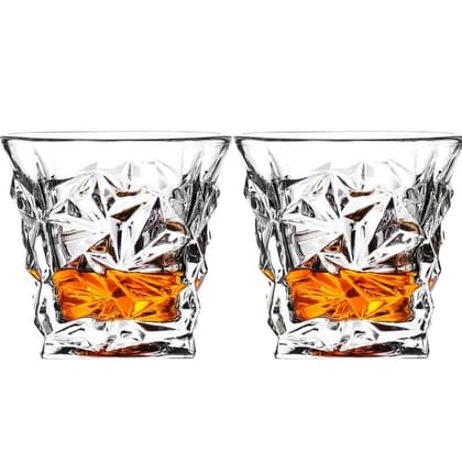 Crystal Cut Diamond Whiskey Glasses, 310 ML, Bar Glass for Drinking Bourbon, Whisky, Scotch, Cocktails, Beer, Old Fashioned Tumblers