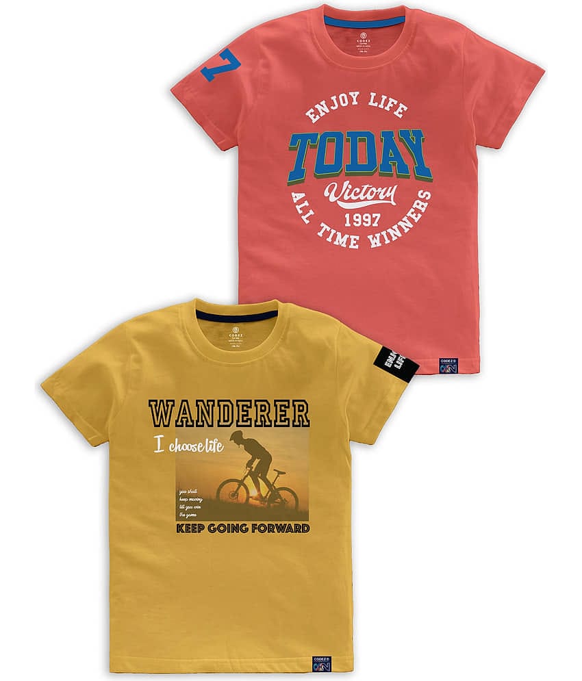 CODEZ Pack of 2 Boys Cotton Blend T-Shirt ( Multi Color )