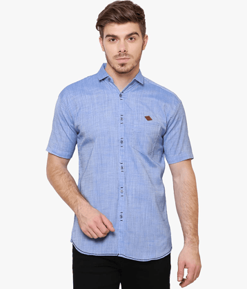 Kuons Avenue Linen Regular Fit Solids Half Sleeves Men's Casual Shirt - Light Blue ( Pack of 1 )