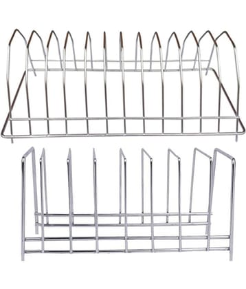 JISUN Stainless Steel Plate Stand / Dish Rack Steel For Kitchen (Pack of 2)