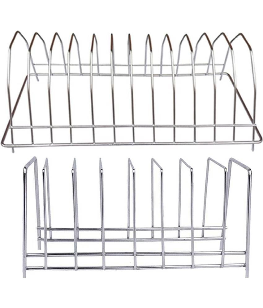 JISUN Stainless Steel Plate Stand / Dish Rack Steel For Kitchen (Pack of 2)