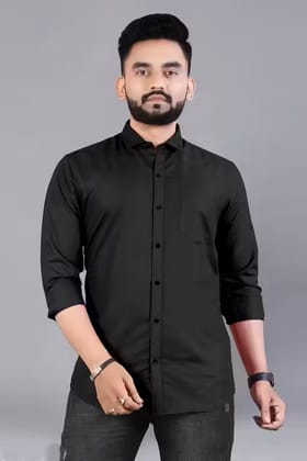 "Men's Premium Cotton Black Formal Shirt"