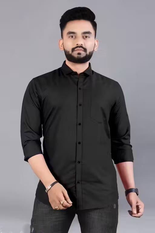 "Men's Premium Cotton Black Formal Shirt"
