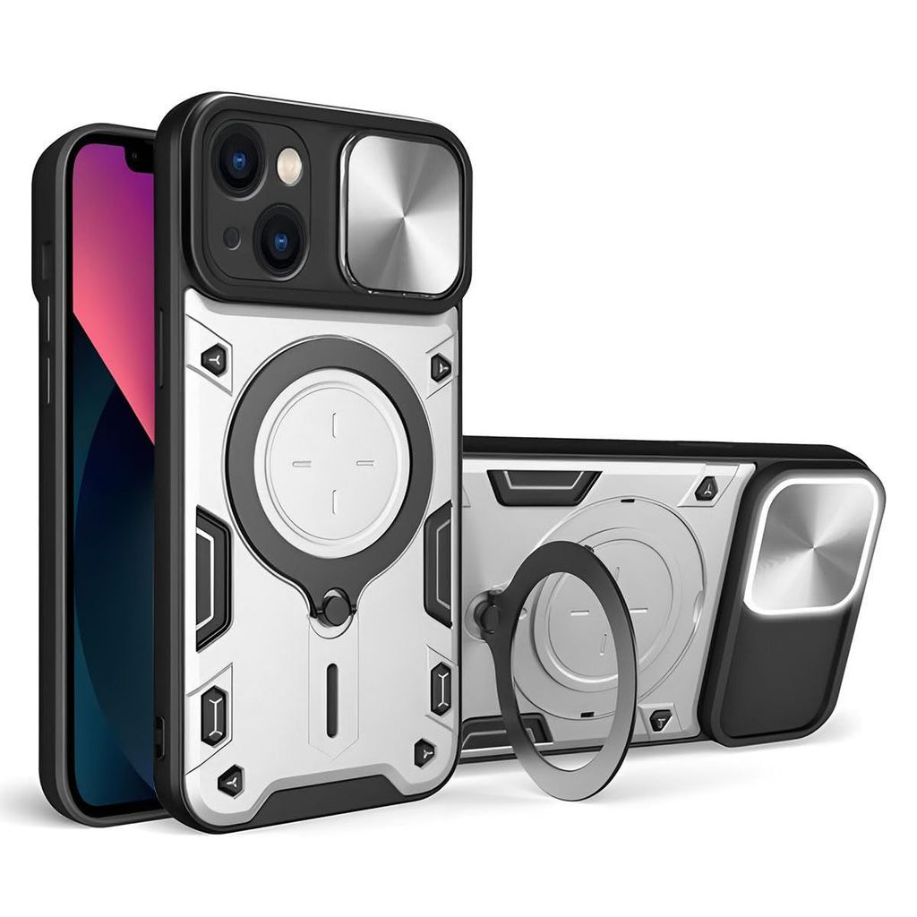 LIRAMARK Case Compatible with Apple iPhone 13 (6.1 inch) with Stand & Slider Camera Military Grade Protection