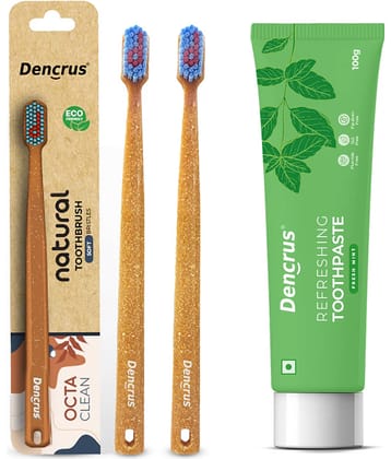 Dencrus Mint Toothpaste & Octa Clean Toothbrush Pack of 3