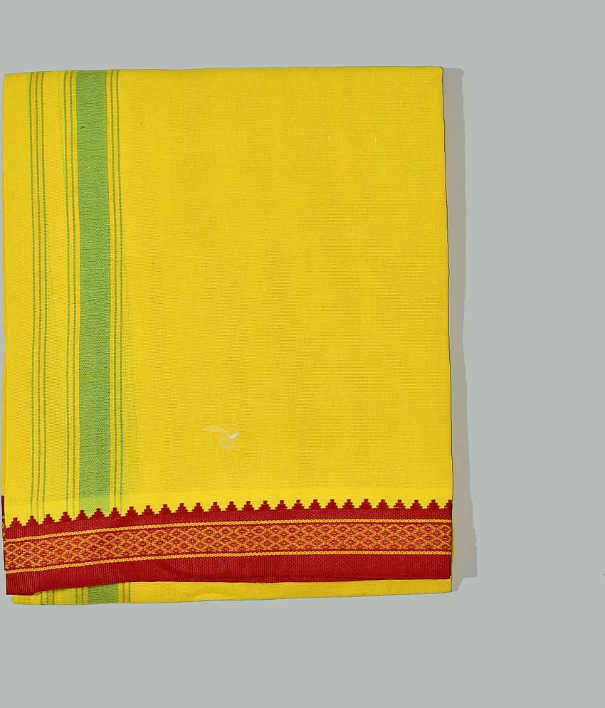Shyam Handloom Cotton Blend Men's Dhoti Yellow ( Pack of 1 )