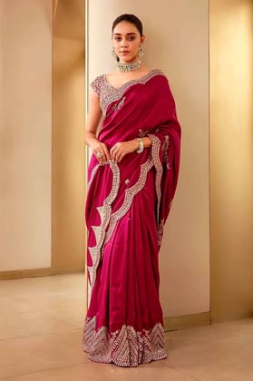 Vichitra Silk Embroidered Saree  by SHIV TEXTILES