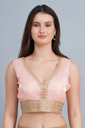 MRS RIGHT FANCY PEACH COTTON SILK PADDED BLOUSE FOR WOMEN AND GIRLS