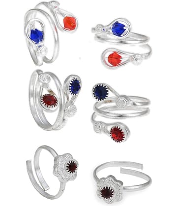 AanyaCentric Silver Plated 3 Pair Toe Rings