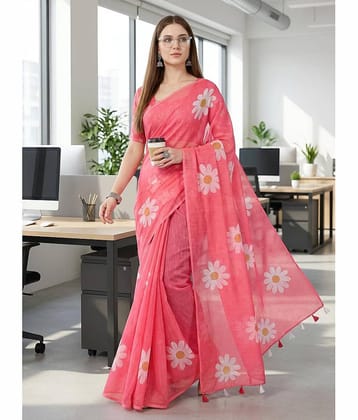 Kashvi Sarees Cotton Printed Kasavu Saree With Unstitched Blouse Piece ( YELLOW )