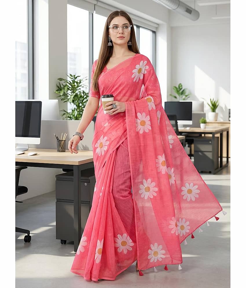 Kashvi Sarees Cotton Printed Kasavu Saree With Unstitched Blouse Piece ( YELLOW )