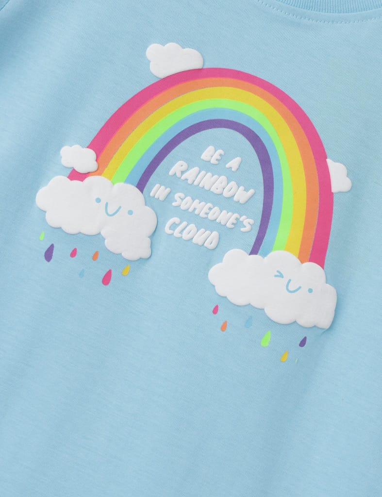 Elegant Kids Girls T shirt Cotton Atomizer Blue Rainbow and Cloud print 2025 at ShopCircuit | ON