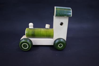 Wooden Train Engine Toy, Green and White, Decorative Kids Room Display Wooden Train Engine Toy, Green and White, Decorative Kids Room Display