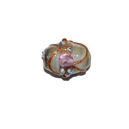 Wedding Cake Beads (Vintage) Handmade Lampwork Glass Beads (Oval), VGM-001-Per Packet 25 Pcs / 22X12 MM / Gray