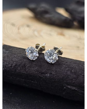 Silver Solitaire Studs - 92.5 Hallmark Silver, 5mm