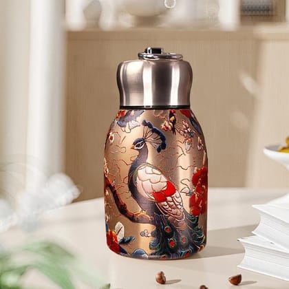 Peacock Print Stainless Steel Insulated Water Bottle Double Wall Vacuum Flask, Leakproof Hot & Cold Bottle for Office, School, Travel, Gym, Stylish Designer Thermos for Boys, Girls & Adults Peacock Print Stainless Steel Insulated Water Bottle Double Wall Vacuum Flask, Leakproof Hot & Cold Bottle for Office, School, Travel, Gym, Stylish Designer Thermos for Boys, Girls & Adults
