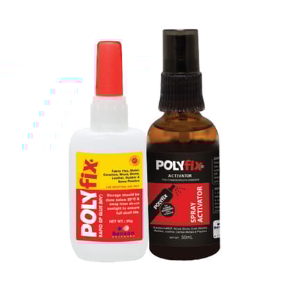 Polyfix MV Glue + Glass Spray Activator Combo Kit: Versatile Adhesive for Wood, Metal, and More - 50g+50ml