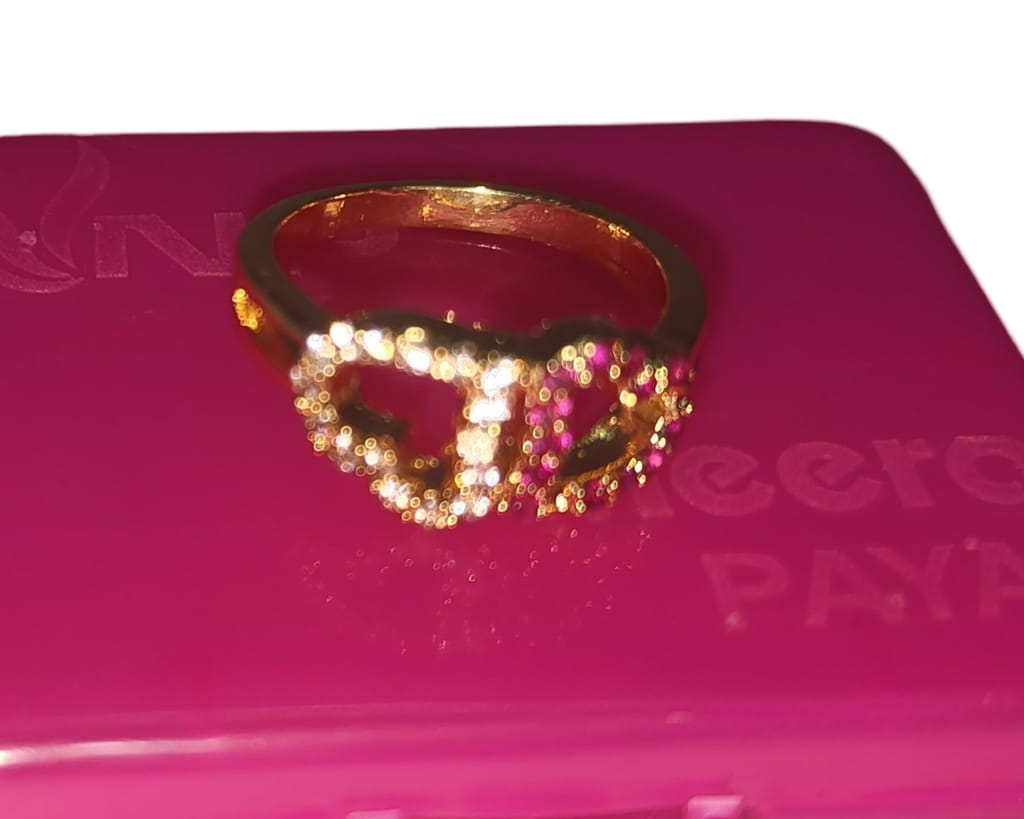 Gold Plated Cubic Zirconia Initial Letter D Ring for Women