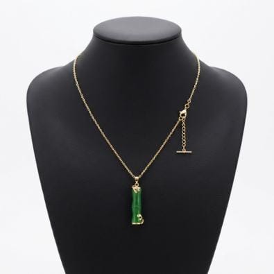 Green Bamboo Necklace | Gold-Tone Anti-Tarnish Imitation Jewellery
