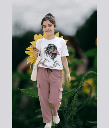 TarrenT HunT Pack of 1 Girls Cotton Blend T-shirt & Pants ( Pink )