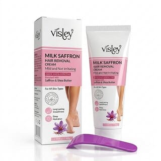 Visley Milk Saffron Hair Removal Cream with Saffron  Shea Butter for Women 65G