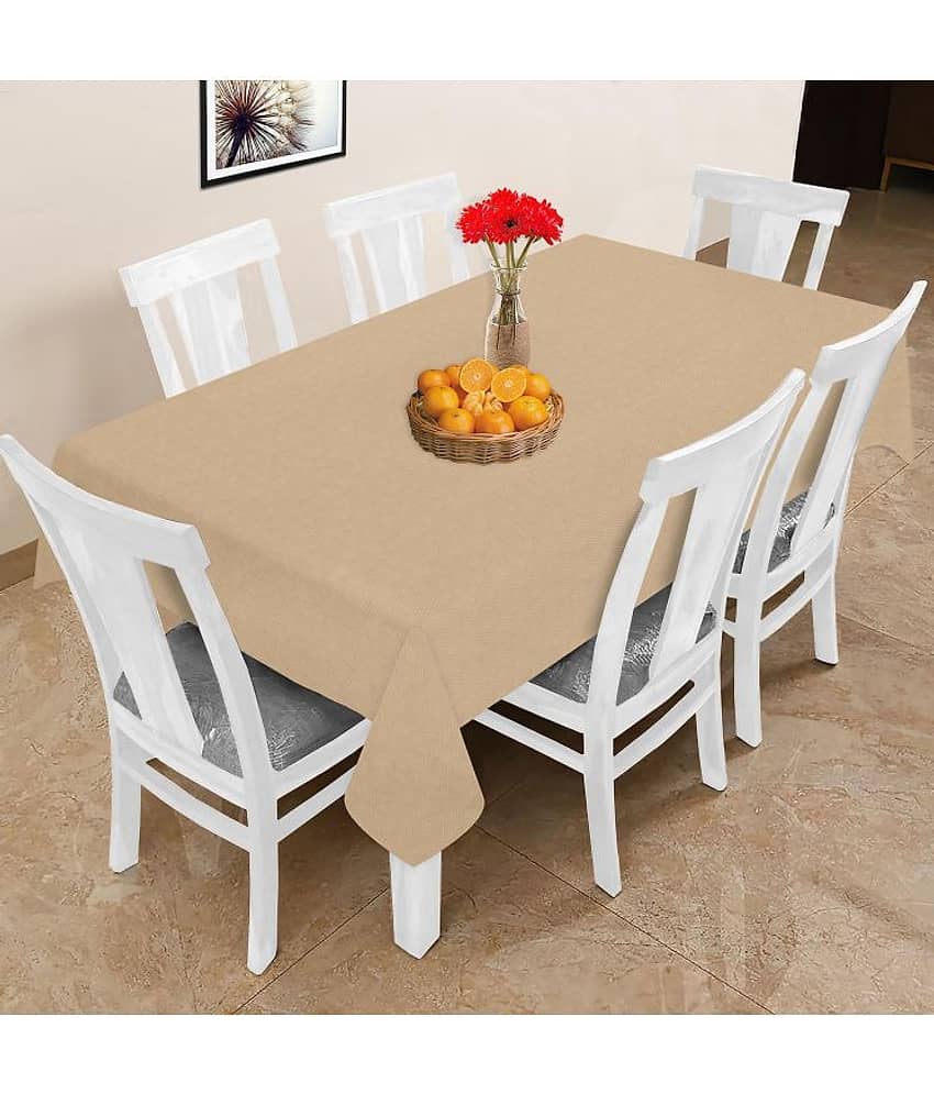 Oasis Hometex Solid Cotton 6 Seater Rectangle Table Cover ( 178 x 152 ) cm Pack of 1 Beige