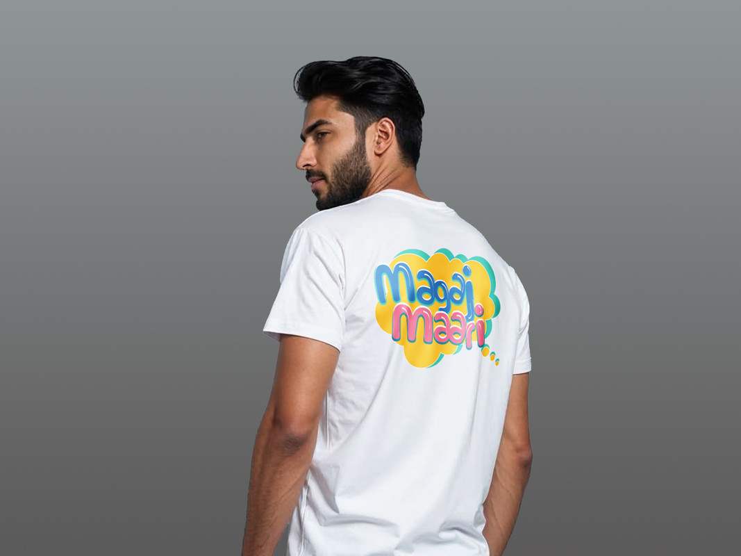 Taarak Mehta Ka Ooltah Chashmah| White Back Printed Regular Fit T-Shirts For Men (MAGAJ MAARI)