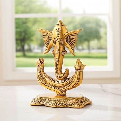 Aluminium Showpiece Trishul Ganesh Ji Statue (ASMAS438 G)