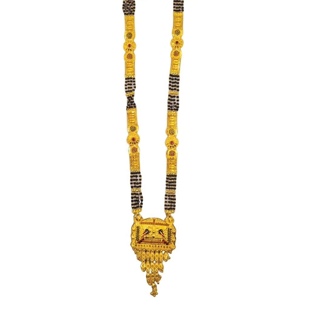 Gold-Plated Mangalsutra with Black Beads for Women