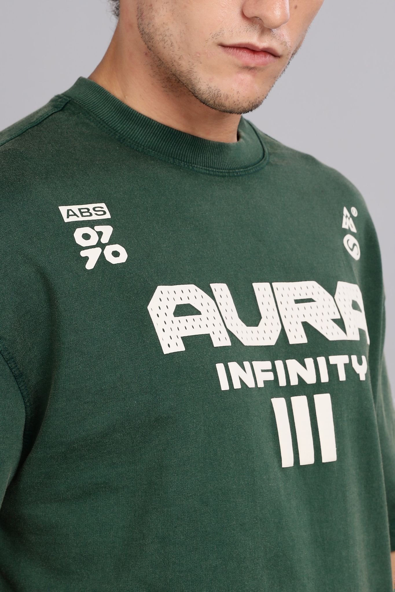 AURA ∞ | Vintage washed Round Neck Oversized T-Shirt-S