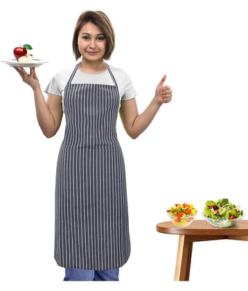 Oasis Hometex Cotton Stripes Kitchen Apron with 1 Center Pocket ( Pack of 1 )