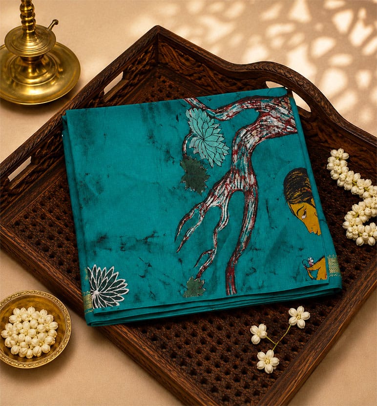 Handcrafted Batik Print Cotton By Silk Saree