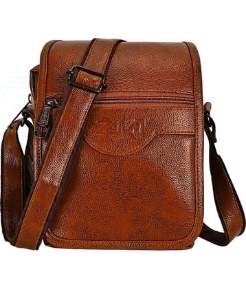 ZAIKO BAGS Tan Textured Messenger Bag