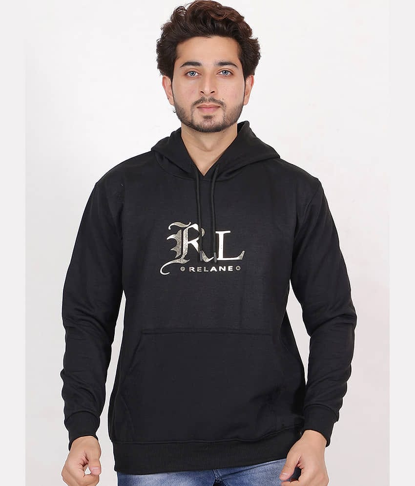 RELANE Cotton Blend Hooded Men's Sweatshirt - Black ( Pack of 1 )