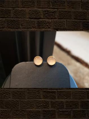 Round sterling silver peach semi precious stone studs