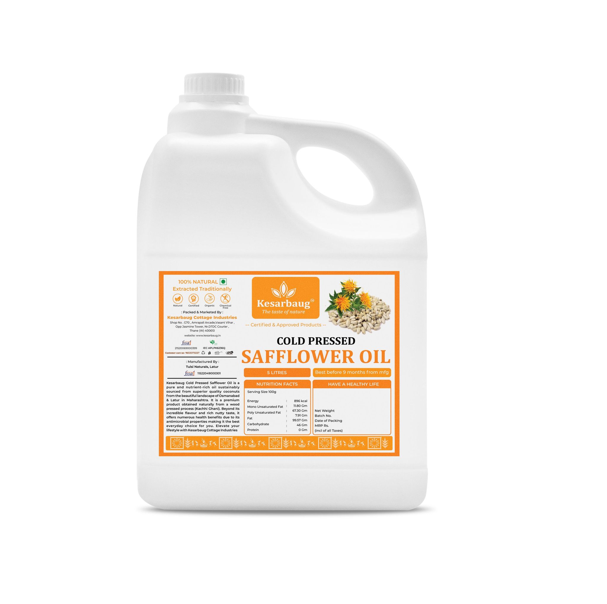 Kesarbaug Safflower Oil, 5 L