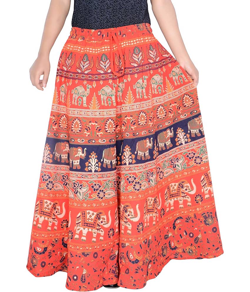 Sttoffa Cotton Wrap Skirt - Orange