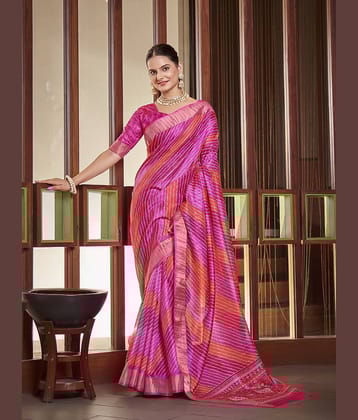 Sariya Silk Printed Saree With Unstitched Blouse Piece ( Multicolor )