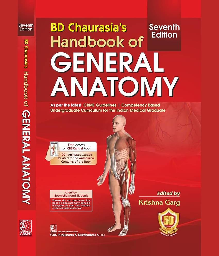 BD Chaurasia’s Handbook of General Anatomy 7/e Paperback – 12 July 2023