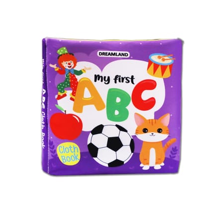 Dreamland Baby My First Cloth Book ABC with Squeaker and Crinkle Paper Cloth Books for Toddler Kids Early Development Cloth Book Learning Educational Baby Book [Rag Book]