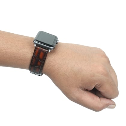 Apple Watch Smokey Cognac Deep Cut Croco Leather Strap-40MM
