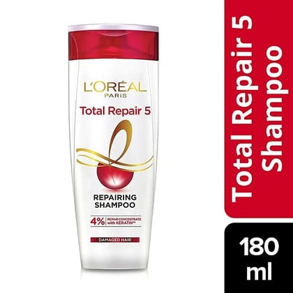 Loreal Paris Total Repair 5 Repairing Shampoo With Keratin Xs, 180 Ml Bottle