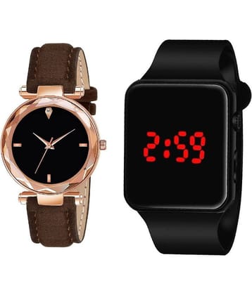 DECLASSE - Brown Leather Analog Couple's Watch